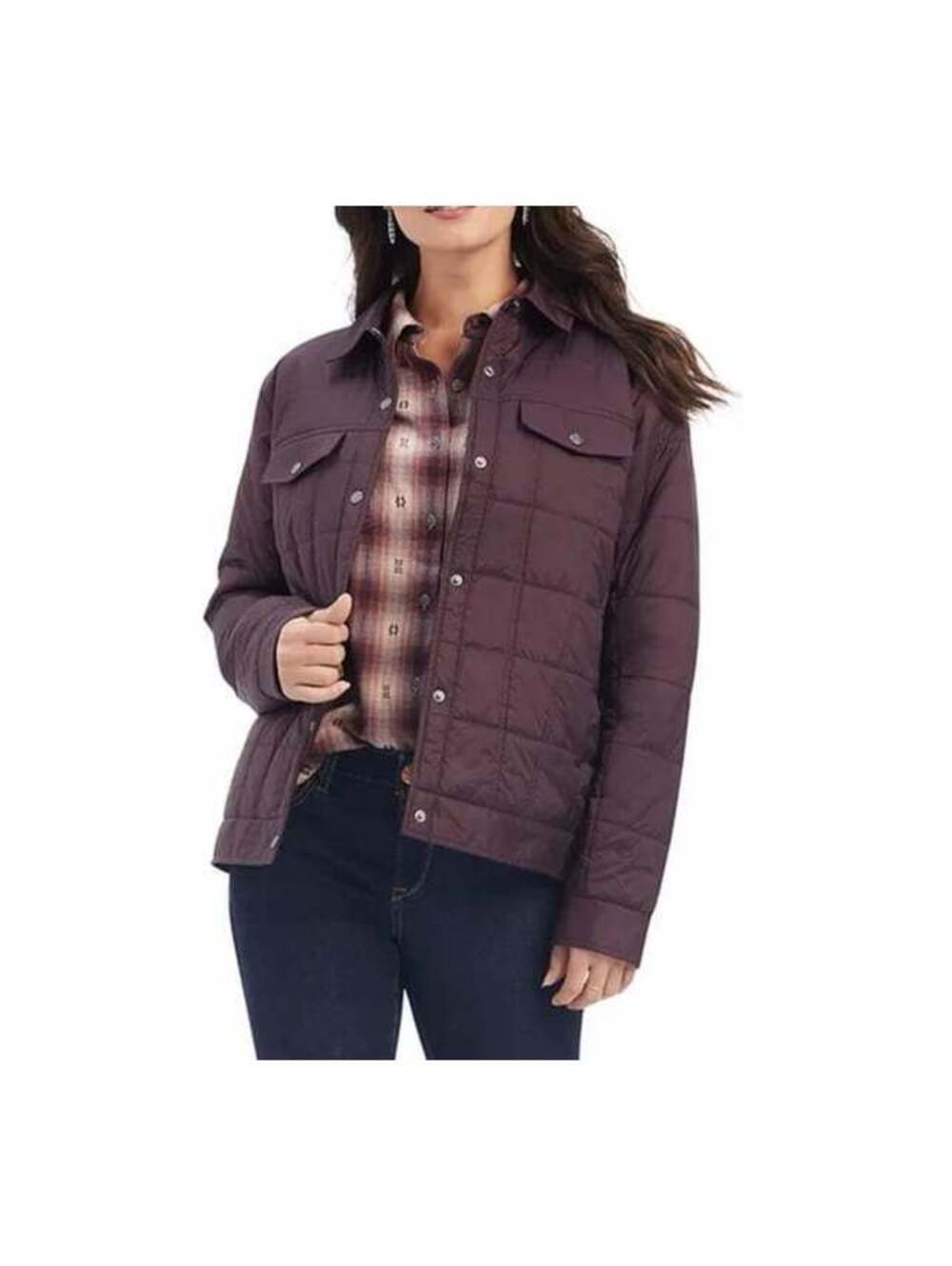 Ariat real women’s puffer trucker jacket maroon quilted sz XL minimalist fall
